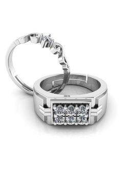 Miss Highness - 925 Sterling Silver Couple Rings for Women and Men (Pack of 2)