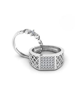Miss Highness - 925 Sterling Silver Couple Rings for Women and Men (Pack of 2)