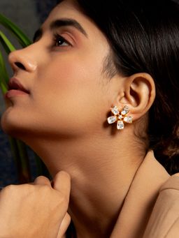 Neeta Boochra - 925 Sterling Silver 22K Gold Plated Moissanite Ring