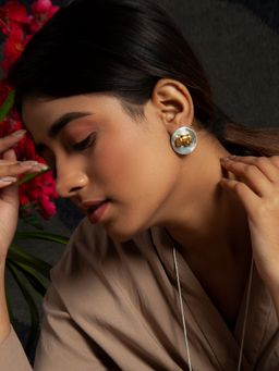 Neeta Boochra - 925 Sterling Silver Two Tone 22K Gold Plated Elephant Stud Earrings