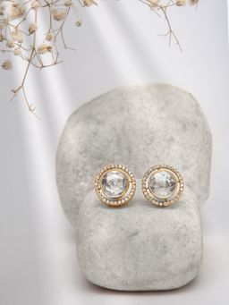 Neeta Boochra - 925 Sterling Silver 22K Gold Plated Mossonite Gemstone Earrings