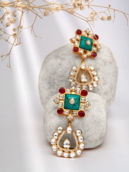 Neeta Boochra - 925 Sterling Silver 22K Gold Plated Multi Gemstone Earrings