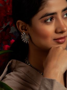 Neeta Boochra - 925 Sterling Silver Two Tone 22K Gold Plated Stud Earrings