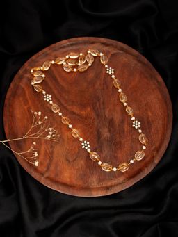 Neeta Boochra - 925 Sterling Silver 22K Gold Plated Citrine Pearl Beads Necklace