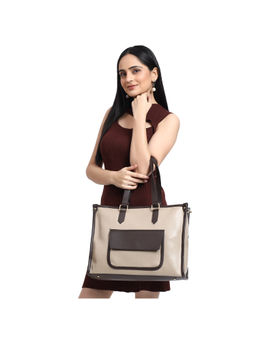 Legal Bribe - Beige Wide Crock Tote Bag with Detachable Strap