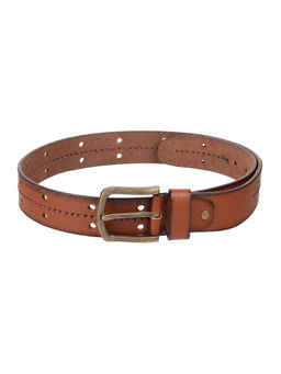 Mochi - Mens Leather Double-Stitched Perforated Stylish Belt