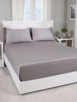 Maspar - Colorart Viola Flint Grey Solid Single Bed Sheet with Pillow Cover