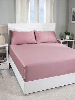 Maspar - Colorart Viola Misty Rose Solid Bed Sheet with Pillow Cover
