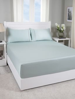 Maspar - Colorart Viola Misty Aqua Solid Bed Sheet with Pillow Cover