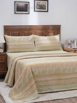 Maspar - Hues Indigenous Artisan Eclectic Blend Green Single Bed Sheet with Pillow Cover