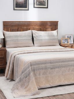 Maspar - Hues Indigenous Artisan Eclectic Neutral Printed Single Bed Sheet with Pillow Cover