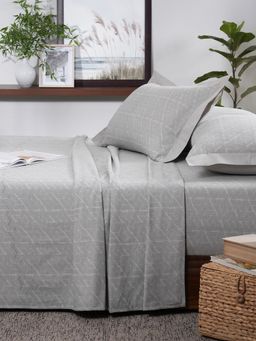 Maspar - Cotsmere Inner City Soft Grey Yarn Dyed Melange King Bed Sheet with Pillow Cover