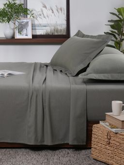 Maspar - Cotsmere Emmie Chameleon Green Yarn Dyed Melange King Bed Sheet with Pillow Cover