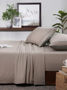 Maspar - Cotsmere Pin Stripe Chameleon Green Melange King Bed Sheet with Pillow Cover