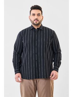 Snitch - Black Cotton Linen Blend Full Sleeves Regular Button Fly Shirt