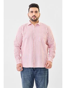 Snitch - Pink Cotton Blend Full Sleeves Regular Button Fly Shirt