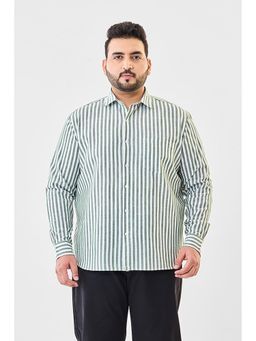 Snitch - Green Cotton Blend Full Sleeves Regular Button Fly Shirt
