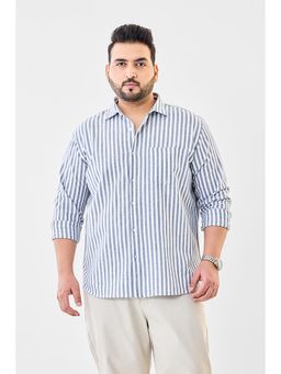 Snitch - Blue Cotton Blend Full Sleeves Regular Button Fly Shirt