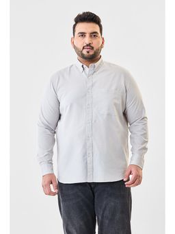 Snitch - Grey Cotton Blend Full Sleeves Regular Button Fly Shirt