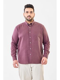 Snitch - Mauve Cotton Blend Full Sleeves Regular Button Fly Shirt