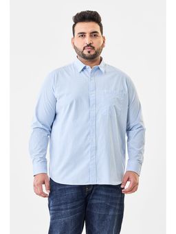Snitch - Blue Cotton Full Sleeves Regular Button Fly Shirt