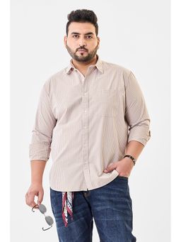 Snitch - Brown Cotton Full Sleeves Regular Button Fly Shirt