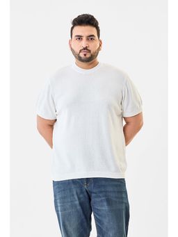 Snitch - White Cotton Blend Half Sleeves Regular Pull On T-Shirt