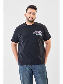 Snitch - Black Cotton Half Sleeves Regular Pull On T-Shirt