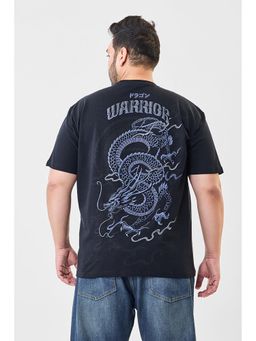 Snitch - Black Cotton Half Sleeves Oversized Pull On T-Shirt