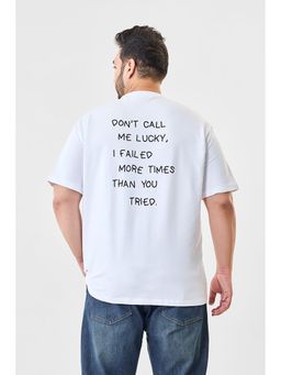 Snitch - White Cotton Half Sleeves Oversized Pull On T-Shirt