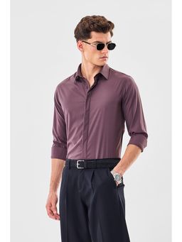 Snitch - Purple Polyester Blend Full Sleeves Slim Button Fly Shirt