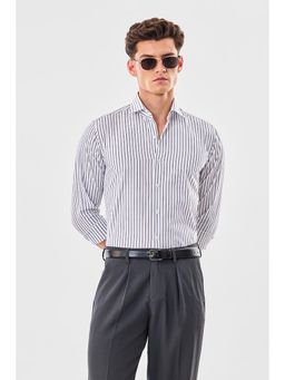 Snitch - White Cotton Full Sleeves Slim Button Fly Shirt