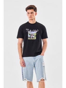 Snitch - Black Cotton Half Sleeves Regular Pull On T-Shirt