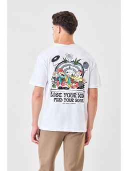 Snitch - White Cotton Half Sleeves Oversized Pull On T-Shirt