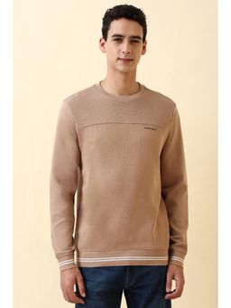 Allen Solly - Beige Cotton Blend Full Sleeves Regular Pull On Sweatshirt
