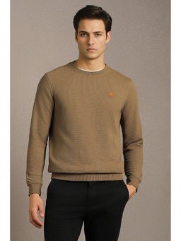 Louis Philippe - Brown Cotton Blend Full Sleeves Regular Pull On Sweatshirt
