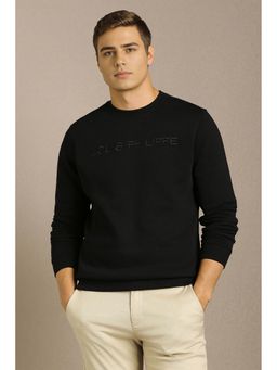 Louis Philippe - Black Cotton Blend Full Sleeves Regular Pull On Sweatshirt