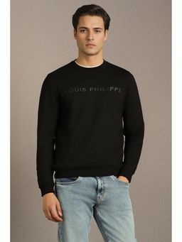 Louis Philippe - Black Cotton Blend Full Sleeves Regular Pull On Sweatshirt