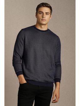 Louis Philippe - Navy Blue Polyester Blend Full Sleeves Regular Pull On Sweatshirt