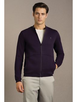Louis Philippe - Purple Cotton Blend Full Sleeves Regular Zipper Jacket