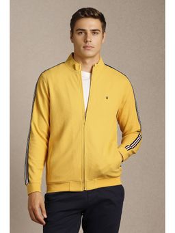 Louis Philippe - Yellow Cotton Blend Full Sleeves Regular Zipper Jacket