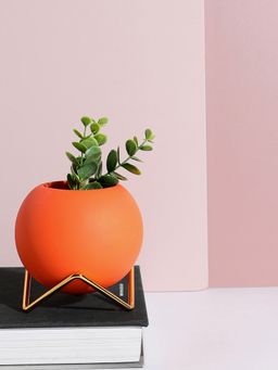 Bonhomie - Orange Solid Round Ceramic Vase
