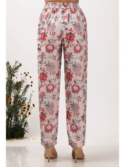 Tjori - Nadia Beige Floral Chintz Narrow Fit Pant