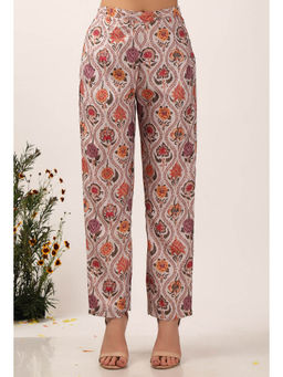 Tjori - Airi Beige Floral Chintz Narrow Fit Pant