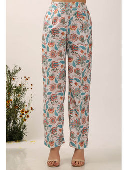 Tjori - Lilybeth Floral White Chintz Narrow Fit Pant