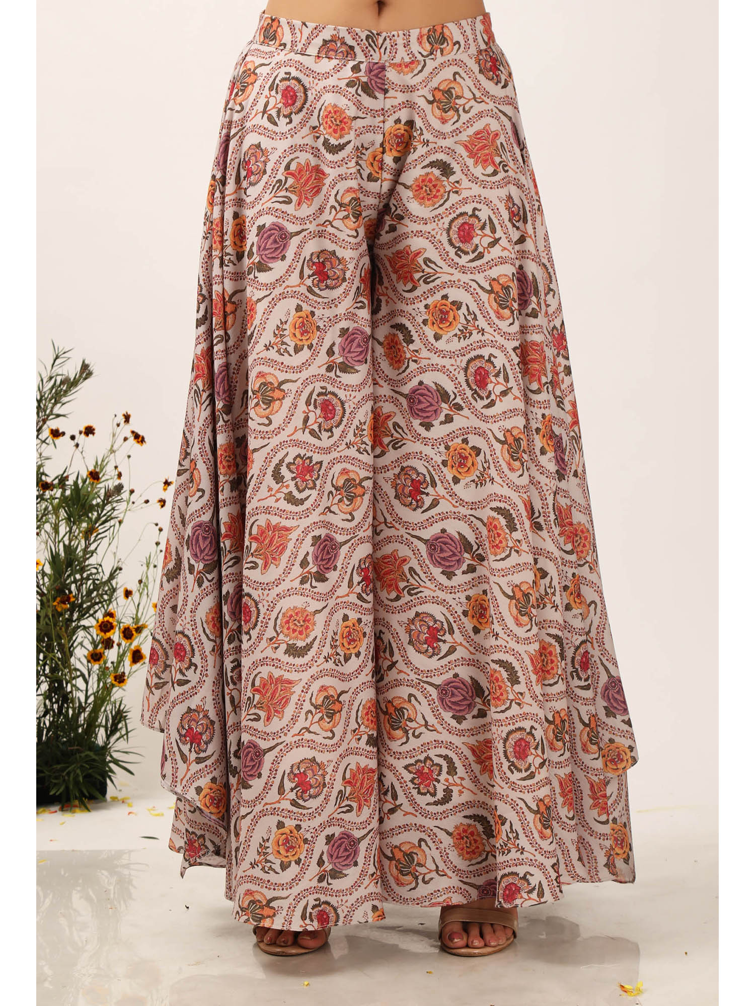 tjori Airi Floral Chintz Asymmetrical Flared Palazzo-picture-22