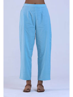 Tjori - Women Blue Cotton Pant