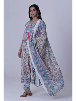 Tjori - Multicolour Motif Cotton Dupatta