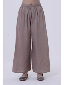 Tjori - Brown Dusty Grey Cotton Palazzo
