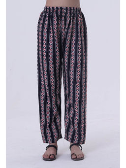 Tjori - Black Cotton Rayon Palazzo